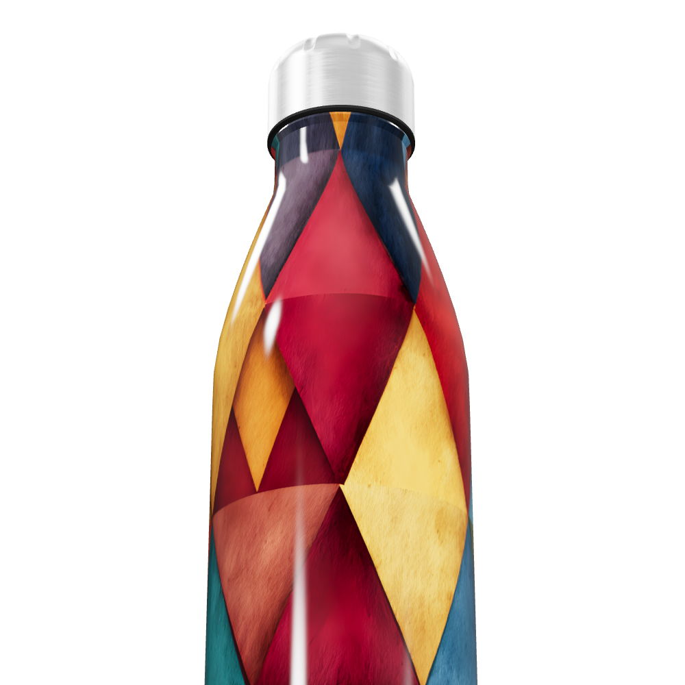 Garrafa Inox - Estampa Geométrica Colorida