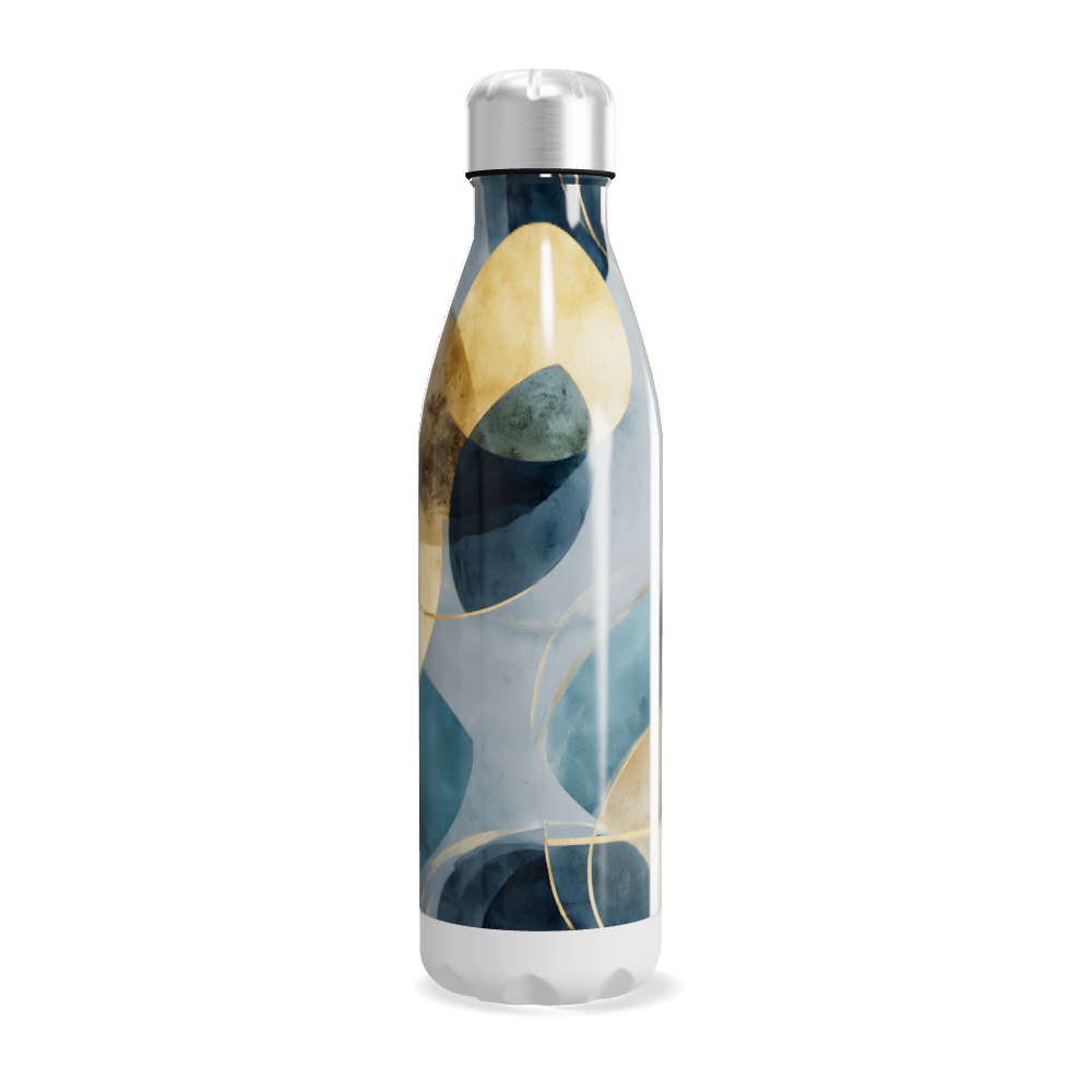 Garrafa Inox Estampada Azul e Dourado