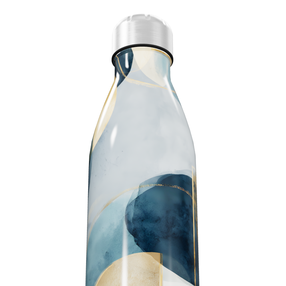 Garrafa Inox Estampada Azul e Dourado