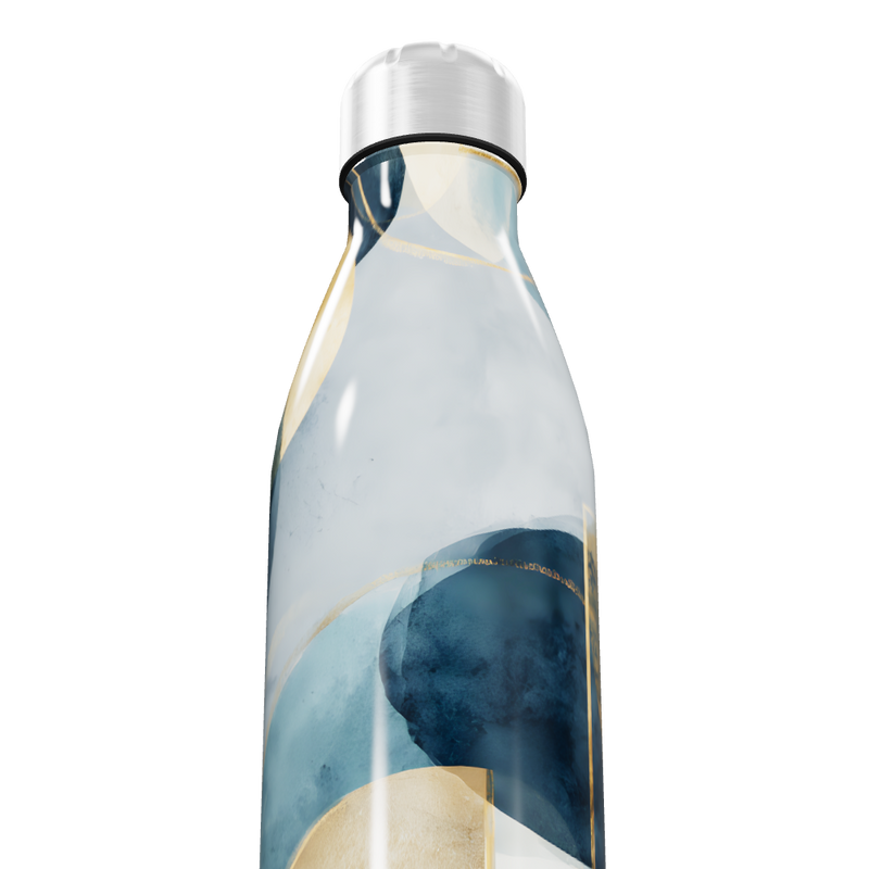 Garrafa Inox Estampada Azul e Dourado