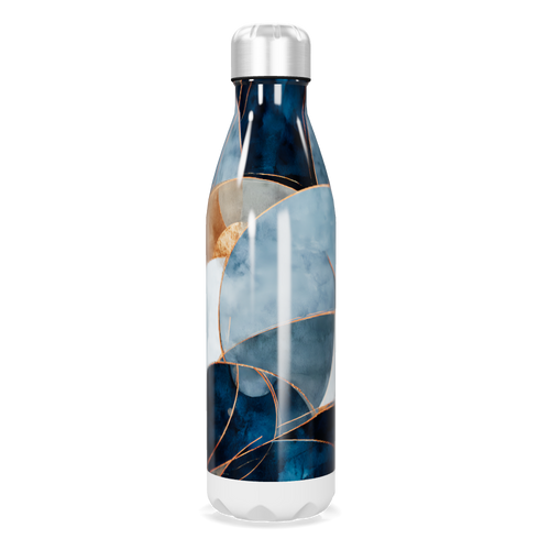 Garrafa Inox - Azul com Estampa Abstrata