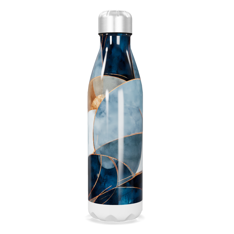 Garrafa Inox - Azul com Estampa Abstrata