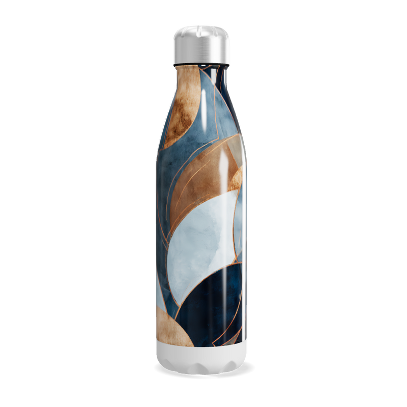 Garrafa Inox - Azul com Estampa Abstrata