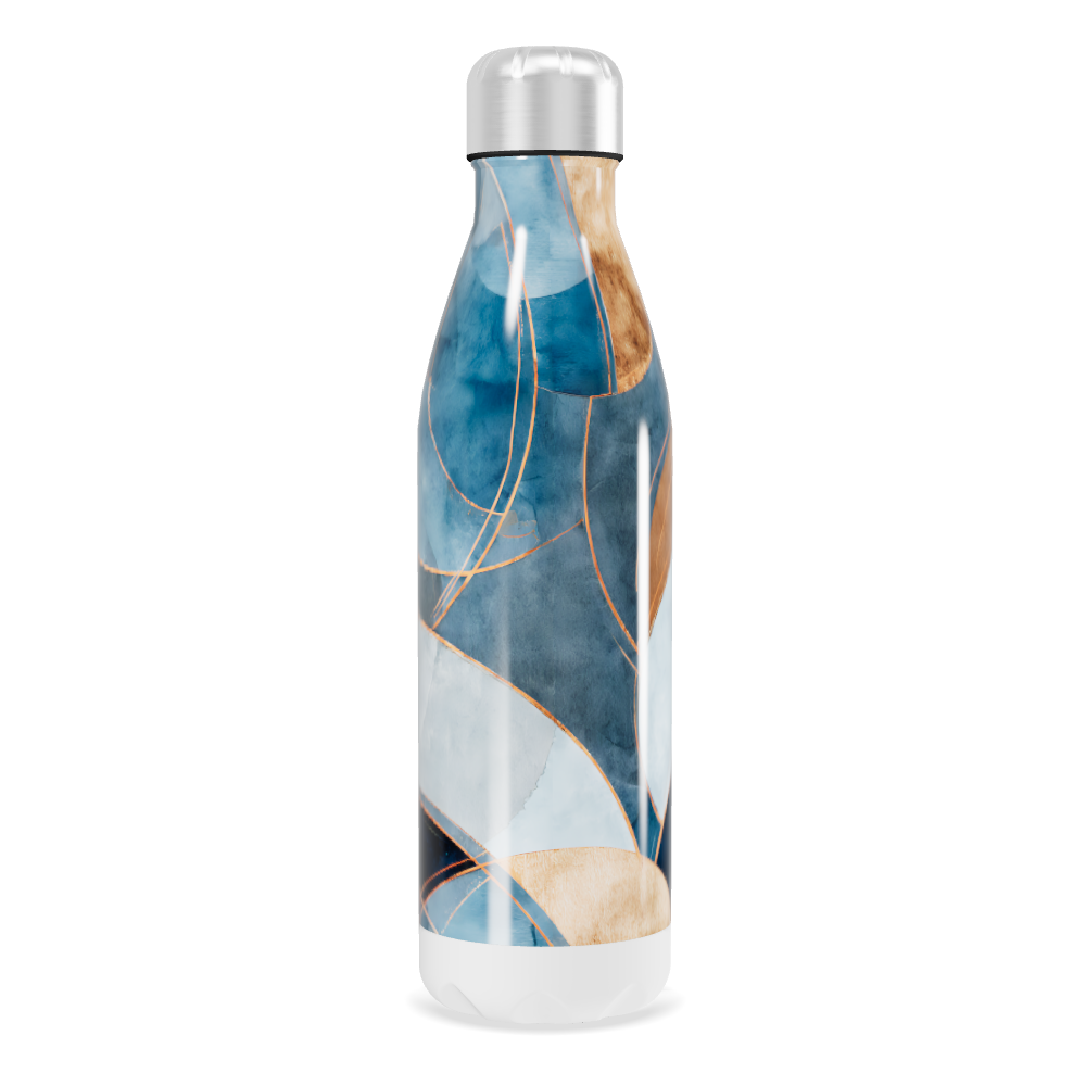 Garrafa Inox - Azul com Estampa Abstrata