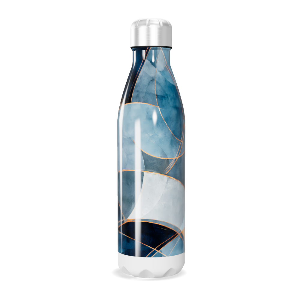 Garrafa Inox - Azul com Estampa Abstrata