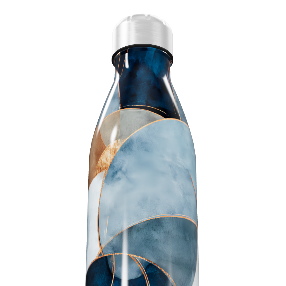 Garrafa Inox - Azul com Estampa Abstrata