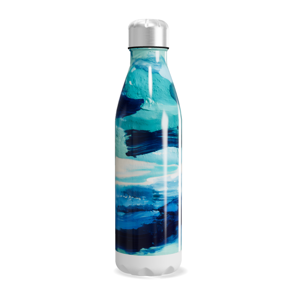 Garrafa Inox - Azul com Estampa Abstrata