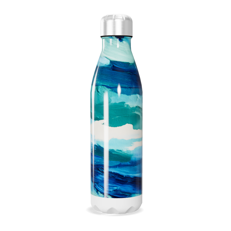 Garrafa Inox - Azul com Estampa Abstrata