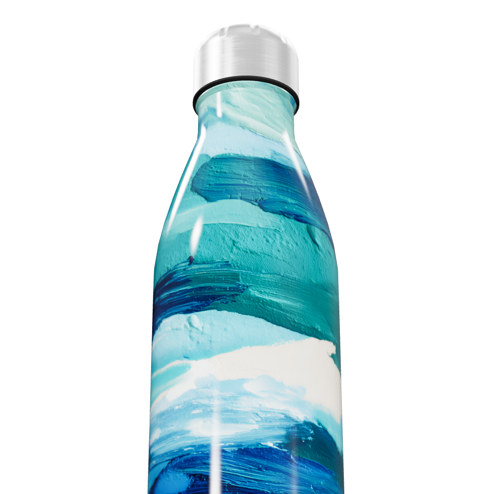 Garrafa Inox - Azul com Estampa Abstrata