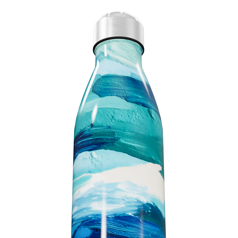 Garrafa Inox - Azul com Estampa Abstrata