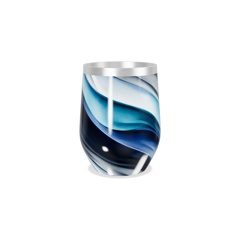 Copo Térmico Slim - Azul com Estampa Ondulada