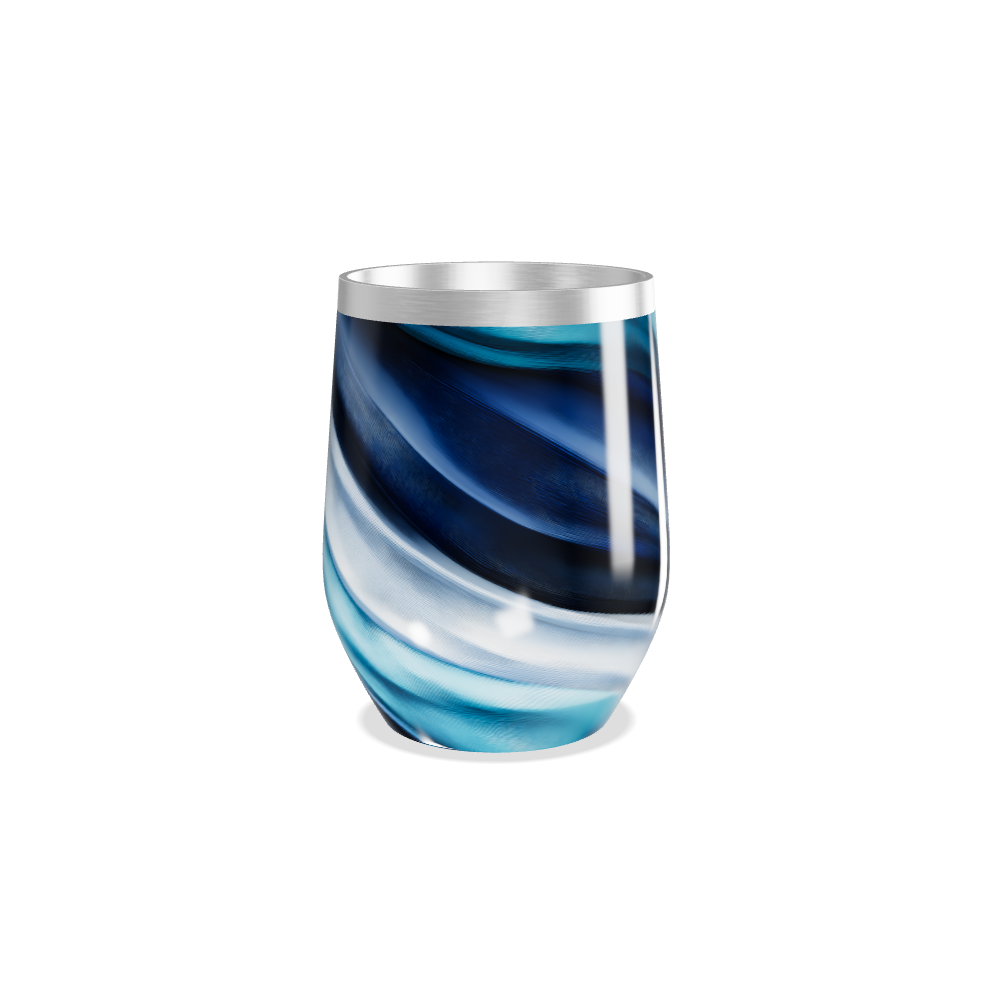 Copo Térmico Slim - Azul com Estampa Ondulada