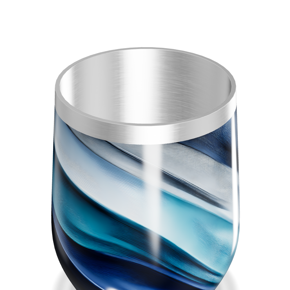 Copo Térmico Slim - Azul com Estampa Ondulada