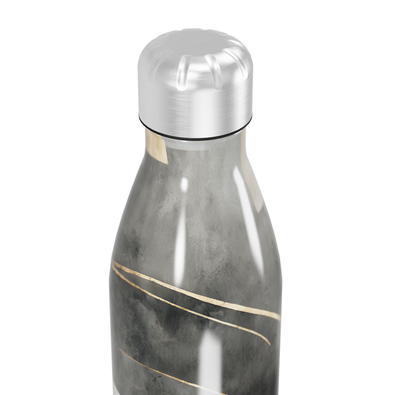 Garrafa Inox - Estampa Abstrata Preto Dourado