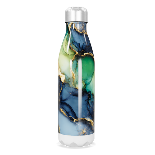 Garrafa Inox - Estampa Mármore Verde Azul