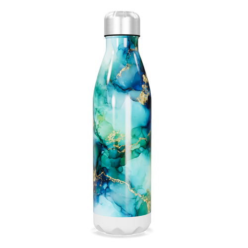 Garrafa Inox - Estampa Mármore Azul