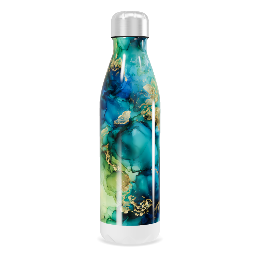 Garrafa Inox - Estampa Mármore Azul