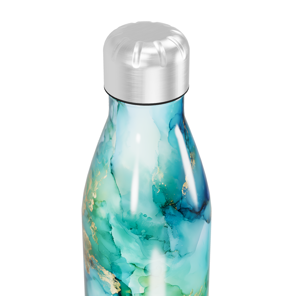 Garrafa Inox - Estampa Mármore Azul