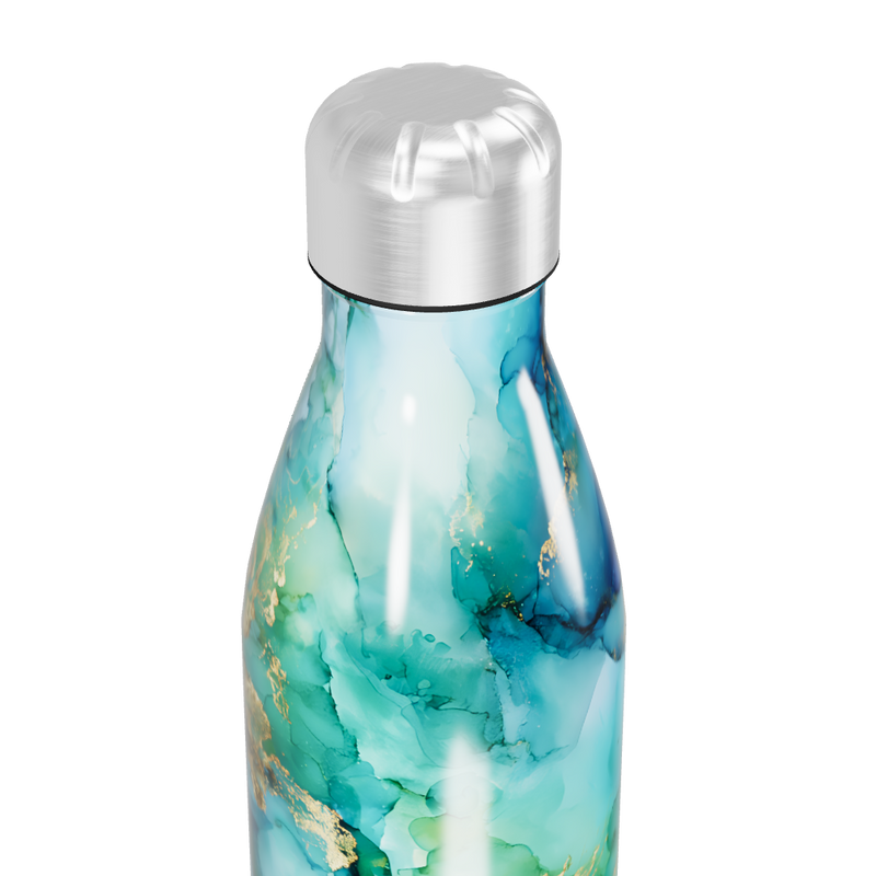 Garrafa Inox - Estampa Mármore Azul