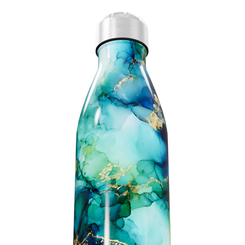 Garrafa Inox - Estampa Mármore Azul
