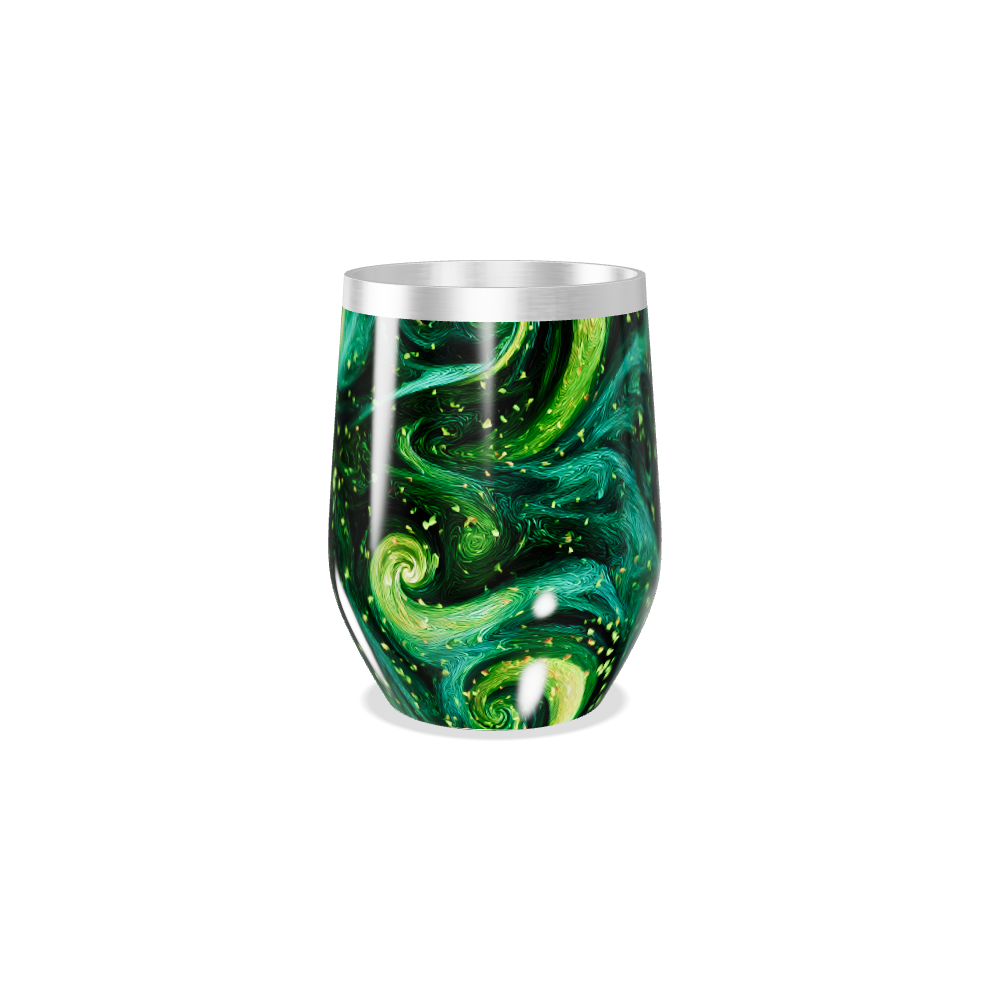 Copo Térmico Slim - Verde com Estampa Abstrata