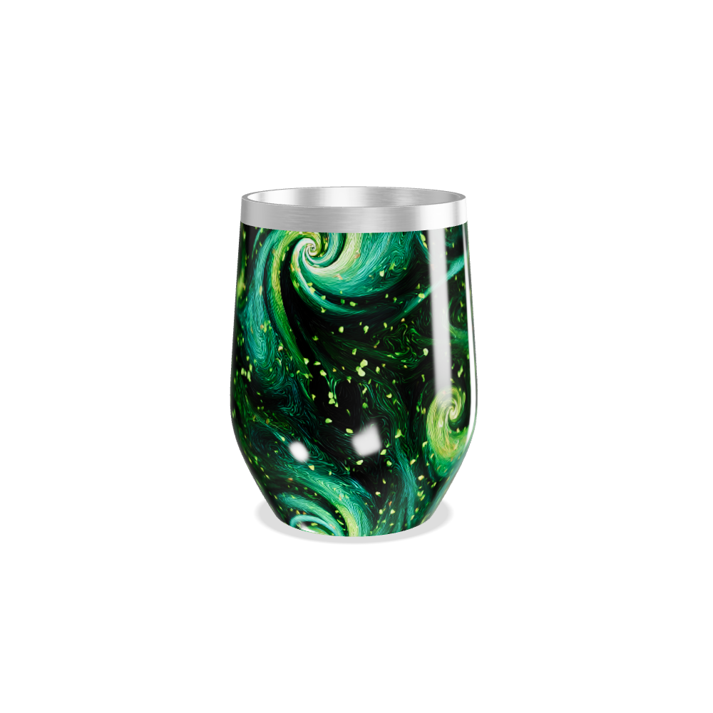 Copo Térmico Slim - Verde com Estampa Abstrata