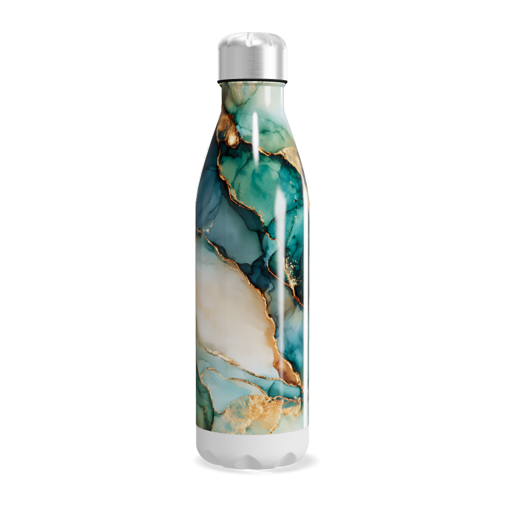 Garrafa Inox - Estampa Mármore Azul