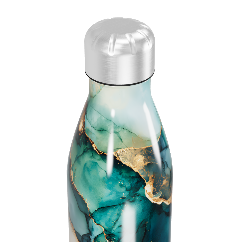Garrafa Inox - Estampa Mármore Azul