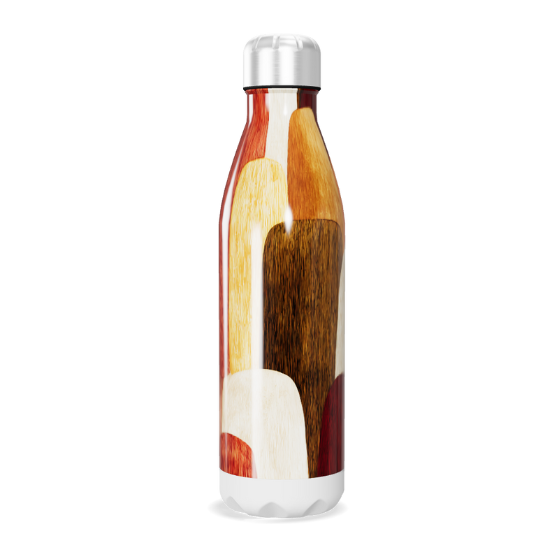 Garrafa Inox - Estampa Madeira Colorida