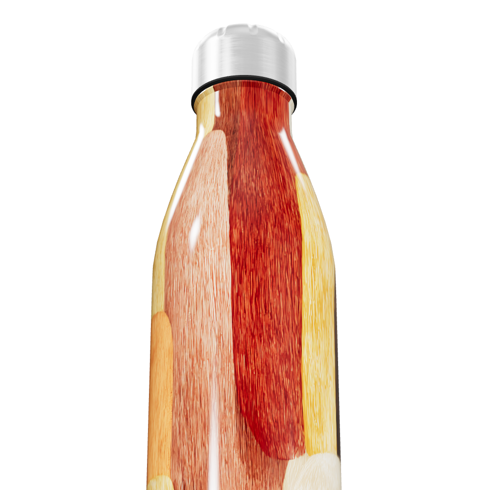 Garrafa Inox - Estampa Madeira Colorida