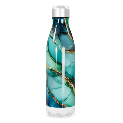 Garrafa Inox - Estampa Mármore Azul