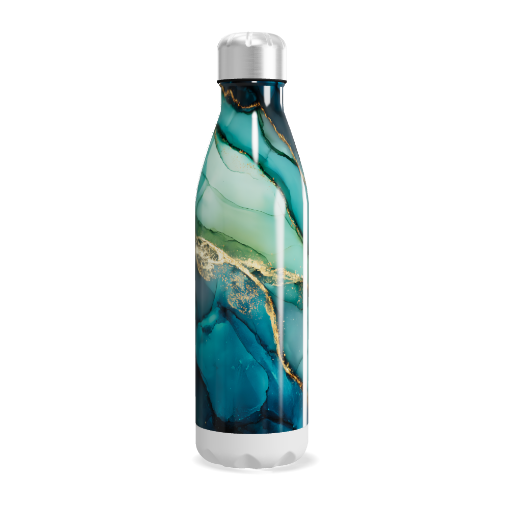 Garrafa Inox - Estampa Mármore Azul