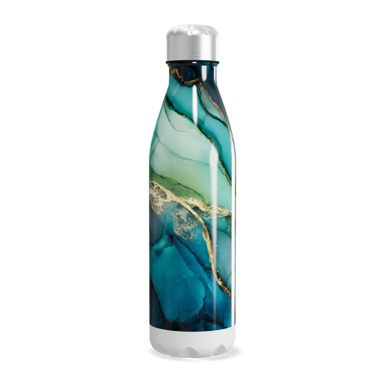 Garrafa Inox - Estampa Mármore Azul