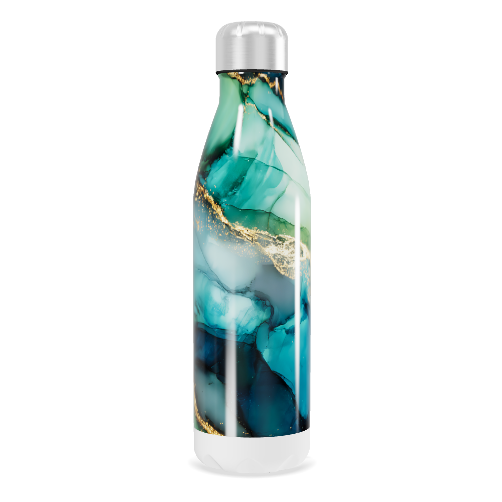 Garrafa Inox - Estampa Mármore Azul