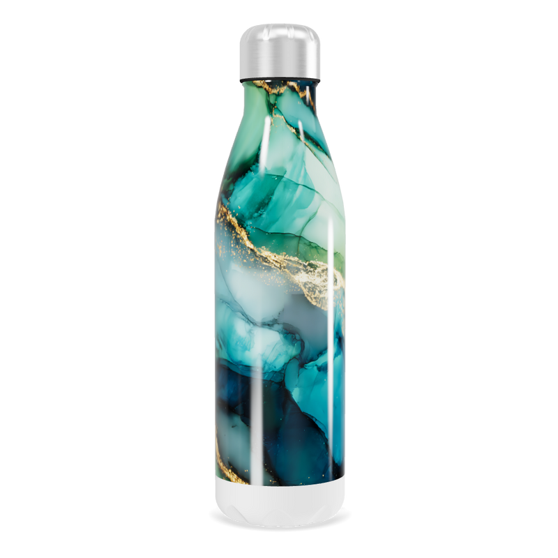 Garrafa Inox - Estampa Mármore Azul
