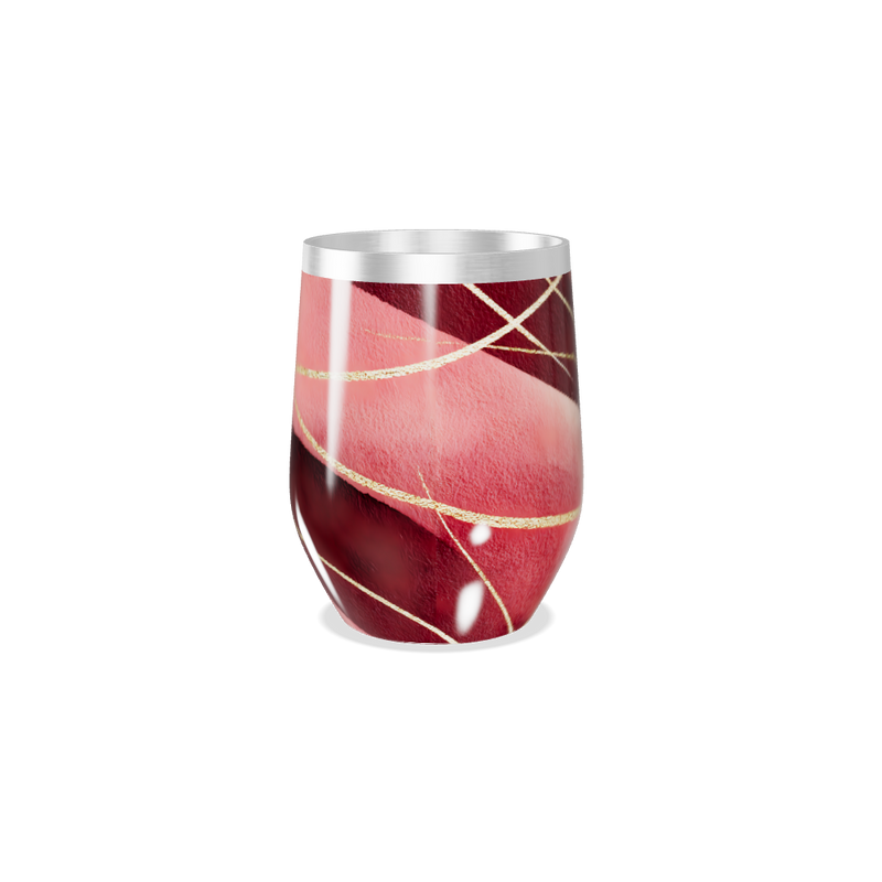 Copo Térmico Slim - Listrado Vermelho e Dourado