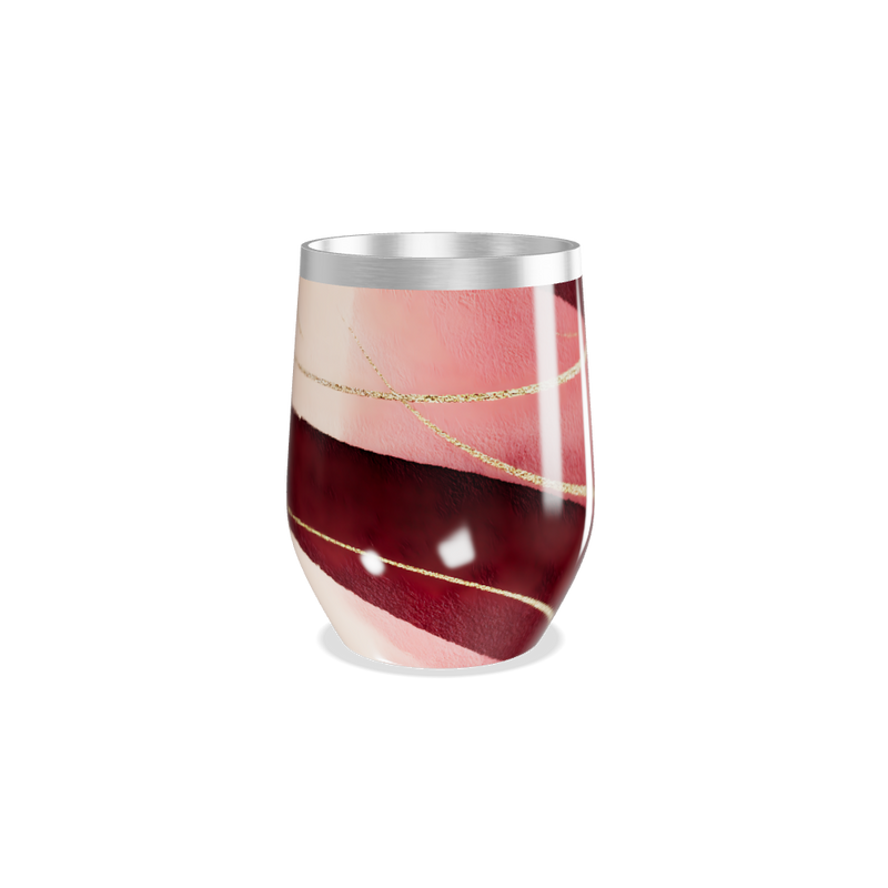 Copo Térmico Slim - Listrado Vermelho e Dourado