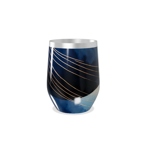 Copo Térmico Slim - Azul com Linhas Douradas