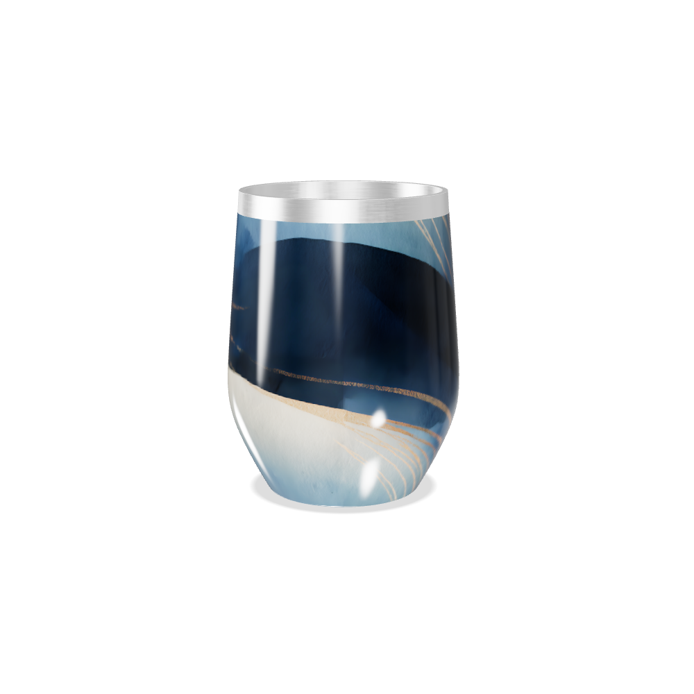 Copo Térmico Slim - Azul com Linhas Douradas