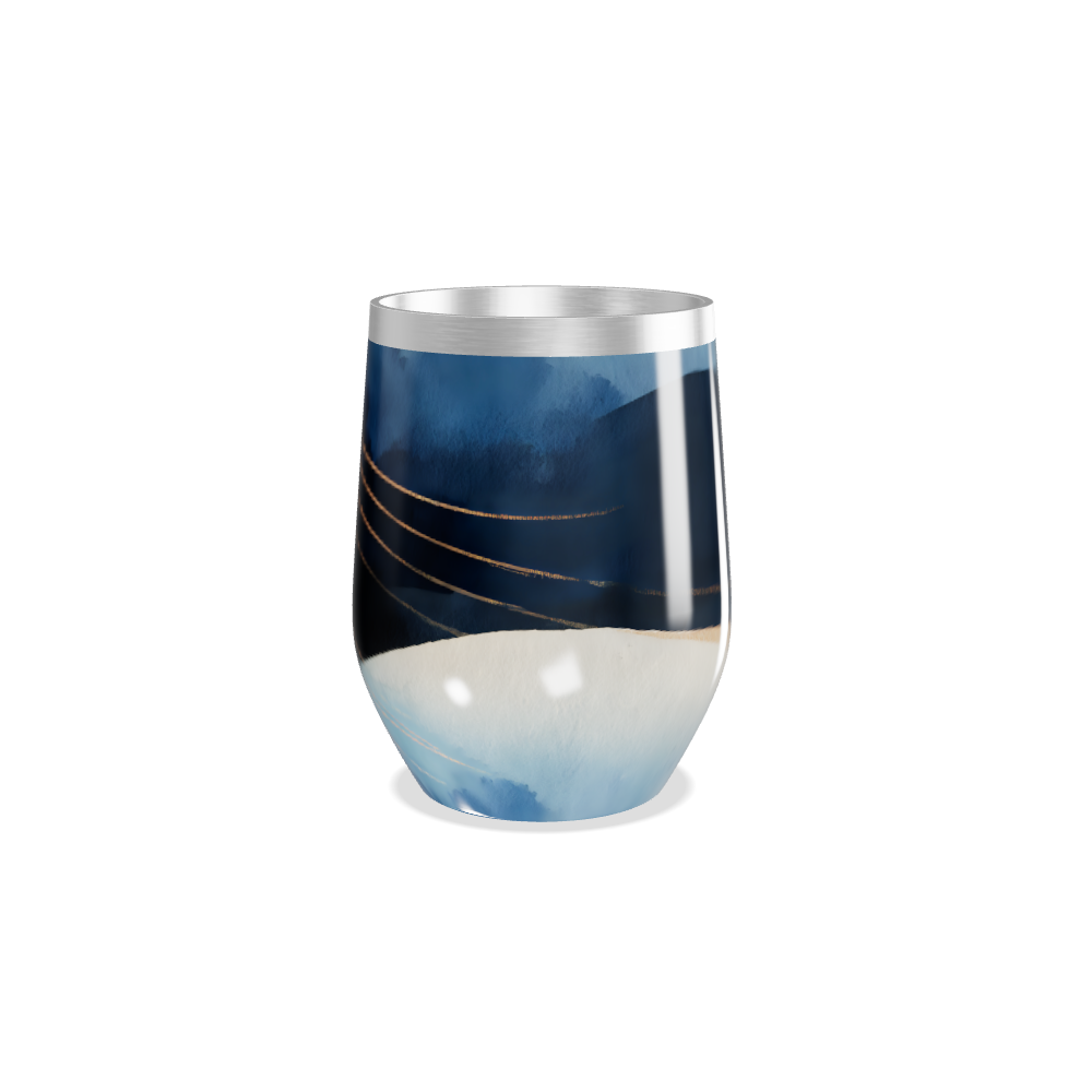 Copo Térmico Slim - Azul com Linhas Douradas