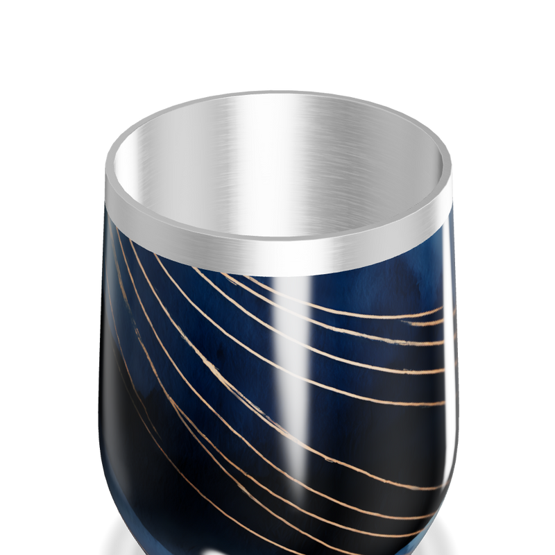 Copo Térmico Slim - Azul com Linhas Douradas