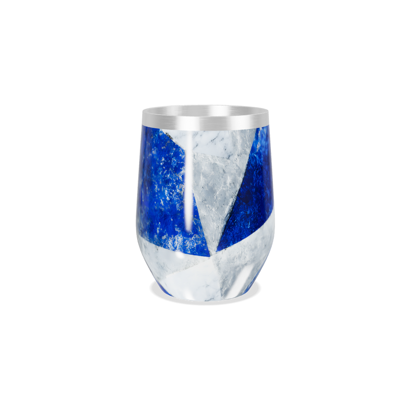 Copo Térmico Slim Azul e Branco Inox