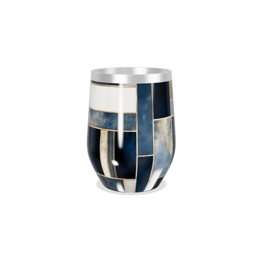 Copo Térmico Slim - Azul Geométrico Aço Inox