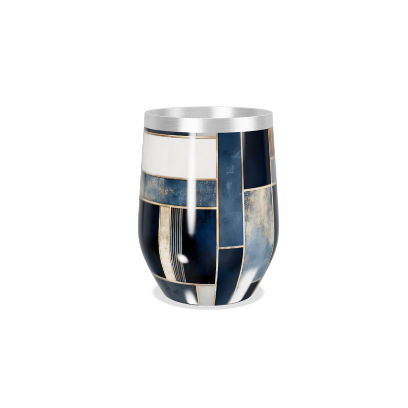 Copo Térmico Slim - Azul Geométrico Aço Inox