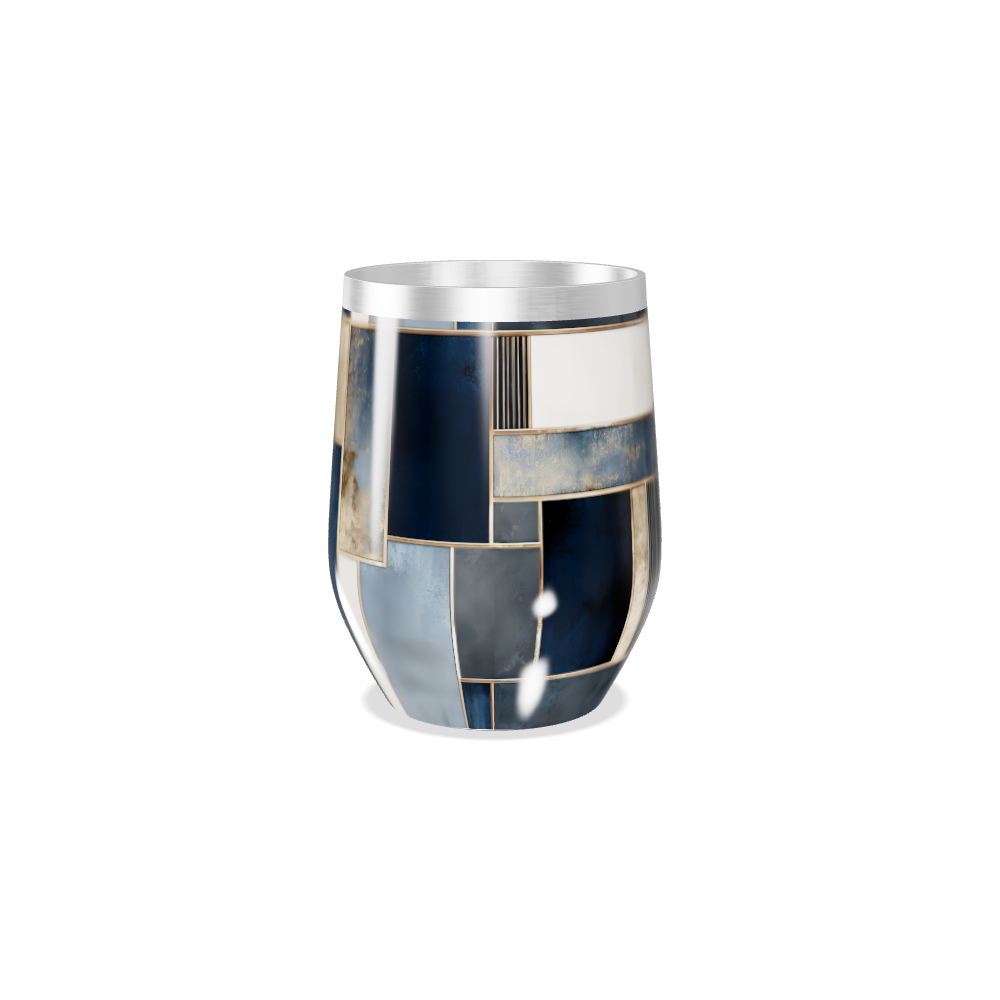 Copo Térmico Slim - Azul Geométrico Aço Inox