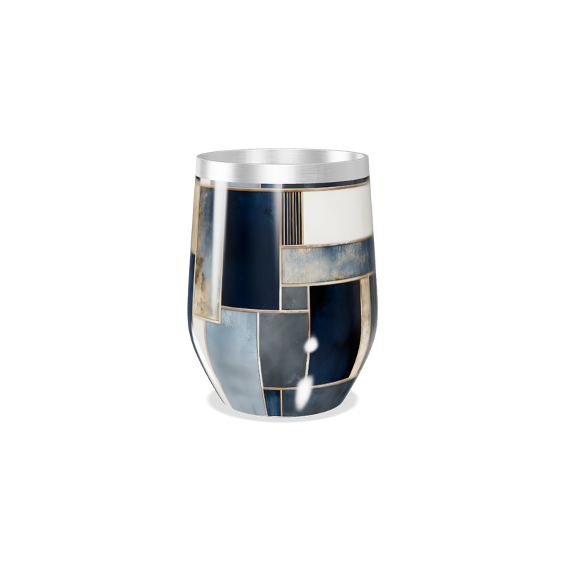 Copo Térmico Slim - Azul Geométrico Aço Inox