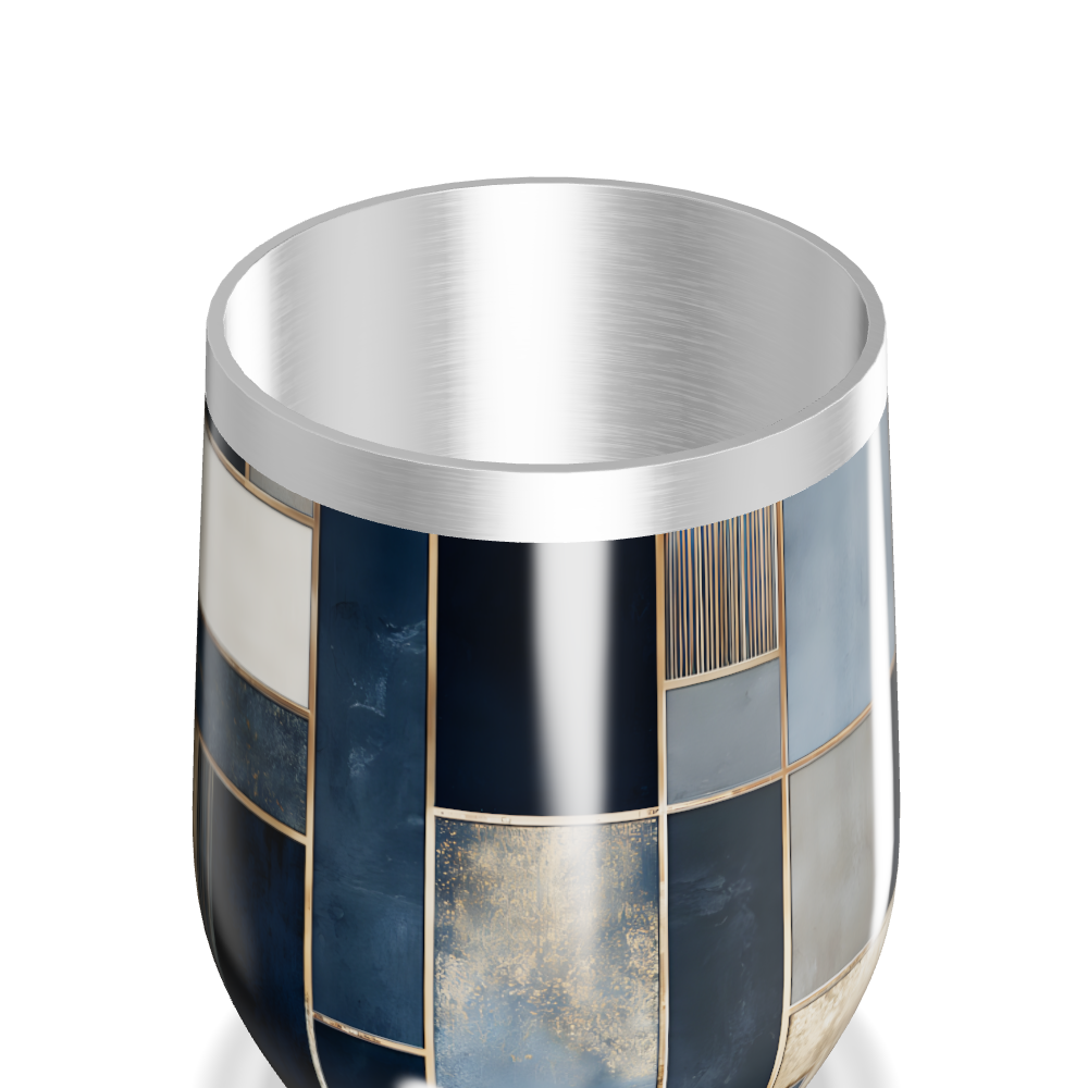 Copo Térmico Slim - Azul Geométrico Aço Inox