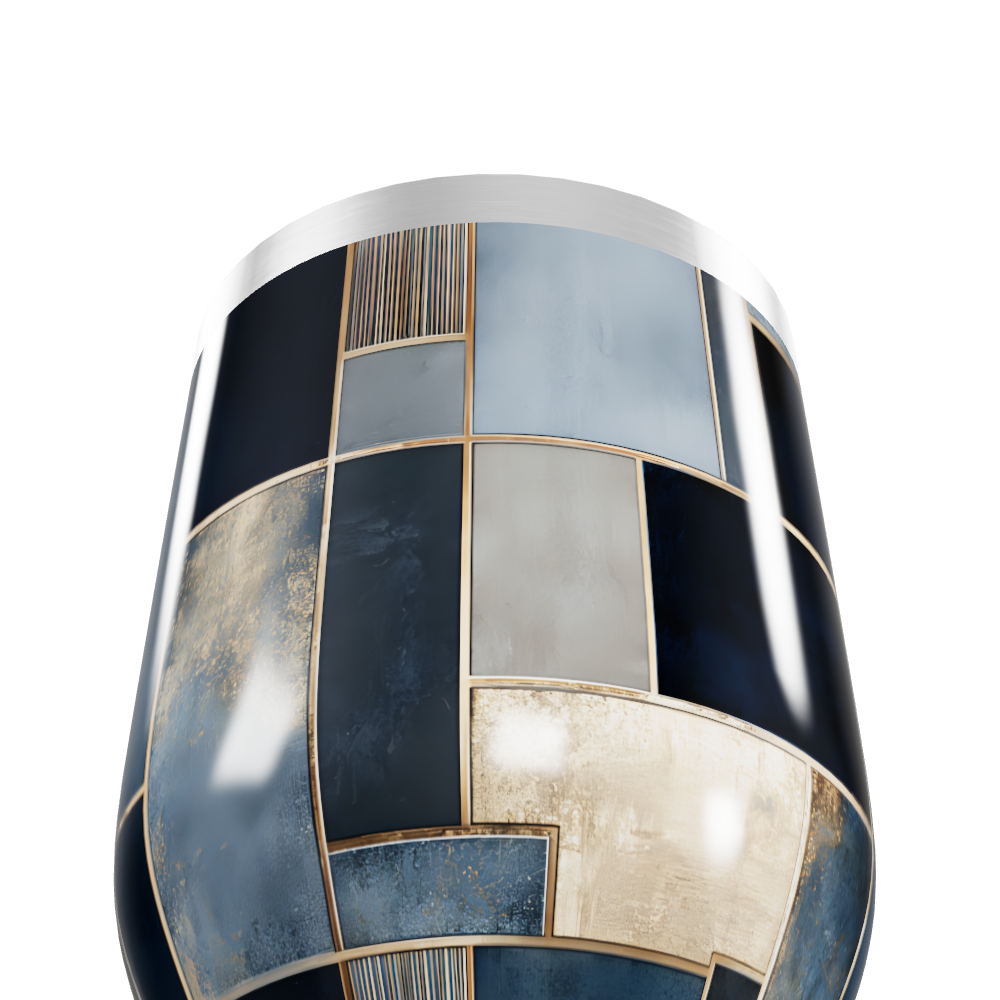 Copo Térmico Slim - Azul Geométrico Aço Inox