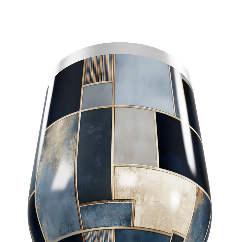 Copo Térmico Slim - Azul Geométrico Aço Inox