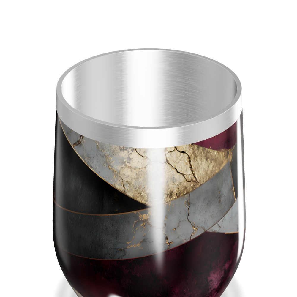 Copo Térmico Slim - Mármore Vinho e Dourado